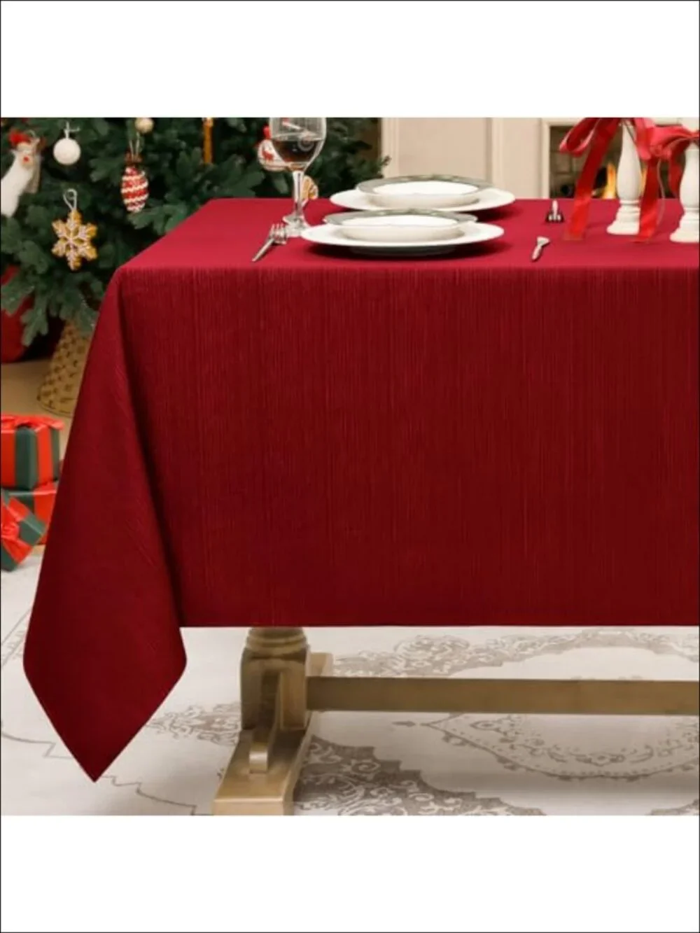 Jacquard Geometric Line Tablecloth Waterproof Stain Resistant Washable 60 x 120